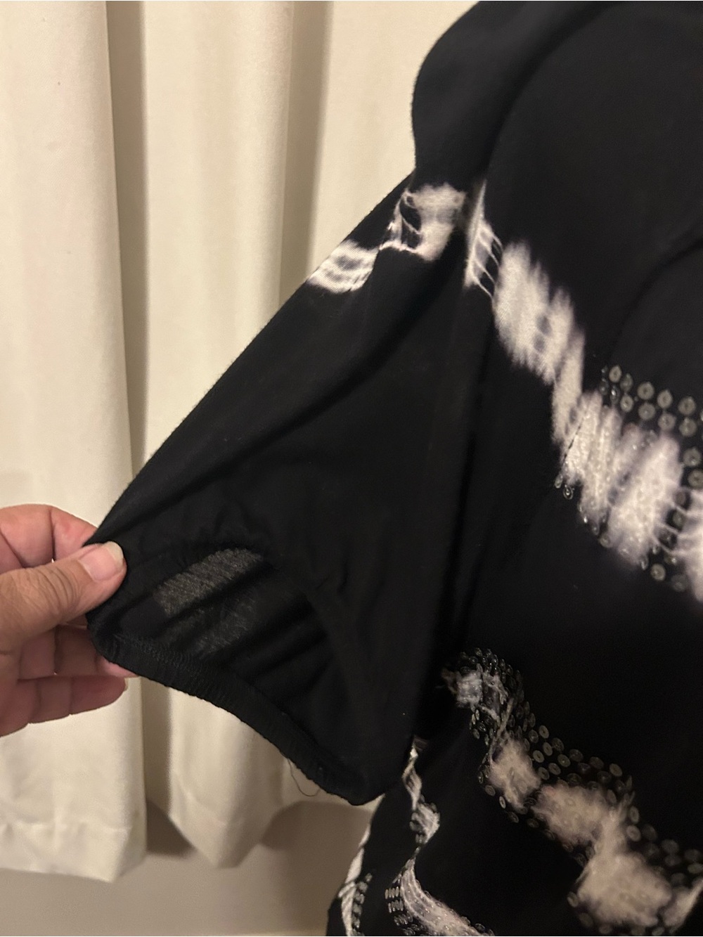 INC International Concepts Black and White Tie-Dye Scoop Neck Top - Picture 3 of 3